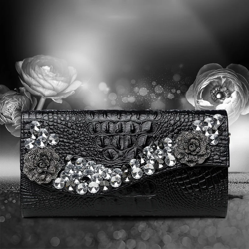 Вечерние сумочки со стразами и узором под Крокодила клатч вечерние сумки сумка