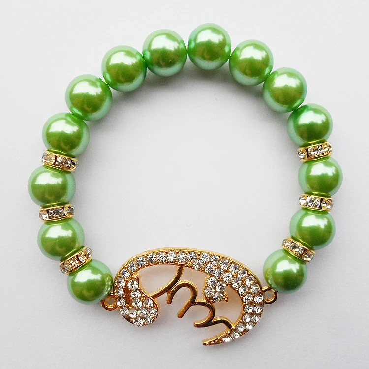 2020 новый стиль зеленый жемчуг мусульманская мала молитвенные бусины браслеты