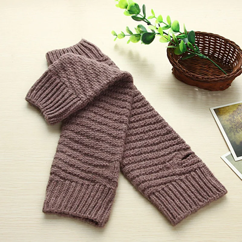 Модные перчатки без пальцев из овечьей шерсти женские зимние теплые однотонные