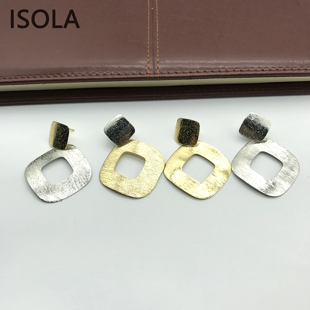 Минималистичные полые многоярусные серьги ISOLA очаровательные квадратные капли