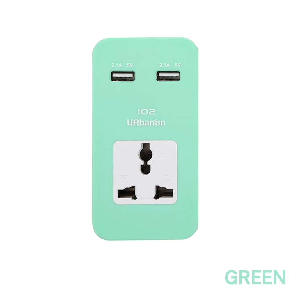 Urbantin 1AC розетки 2 USB выхода мощность полосы цвет Смарт USB гнездо быстрой зарядки с ЕС Австралия Великобритания США адаптер Домашняя электроника - Цвет: GREEN