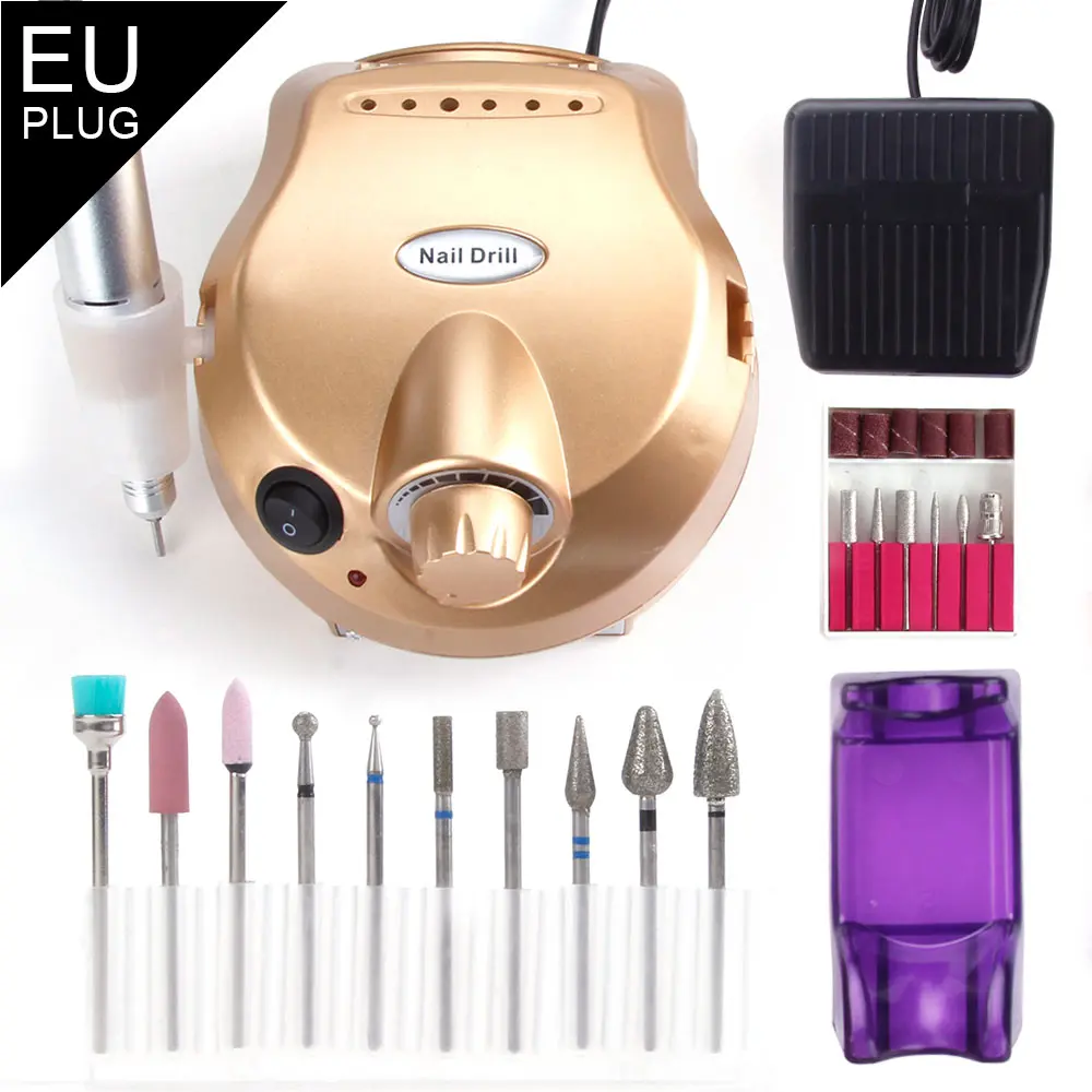 GD Set 6 EU Plug Фрезерный станок аппарат для электрической дрели для ногтей маникюр поворот заусенцев Фрезер Вольфрамовая Силиконовая Форма Маникюр с полировкой инструмент - Цвет: GD Set 6 EU Plug