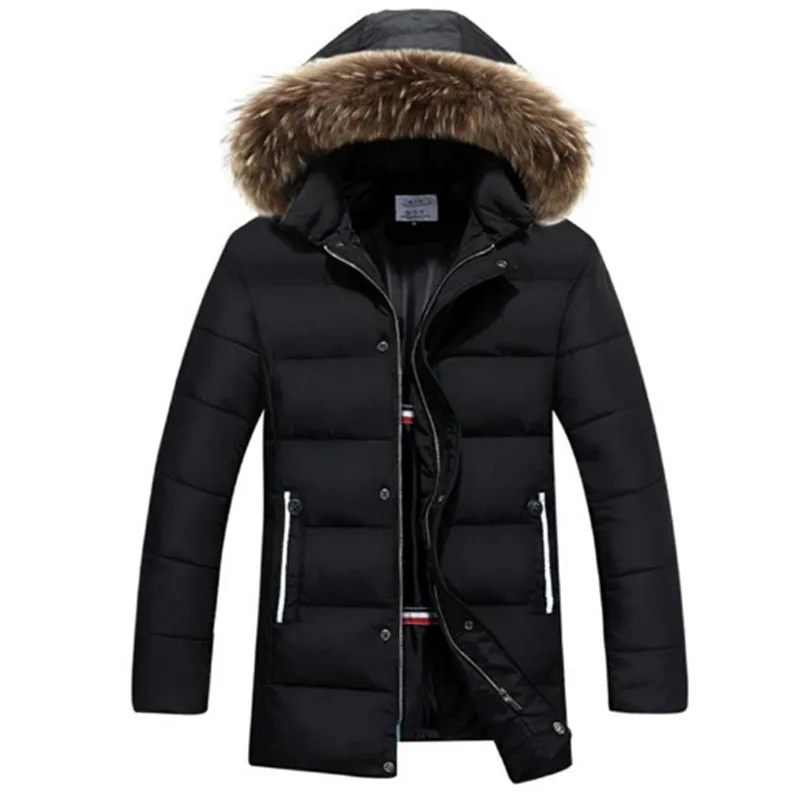Зимняя теплая пуховая куртка с мехом енота новинка 2021 мужское толстое пальто
