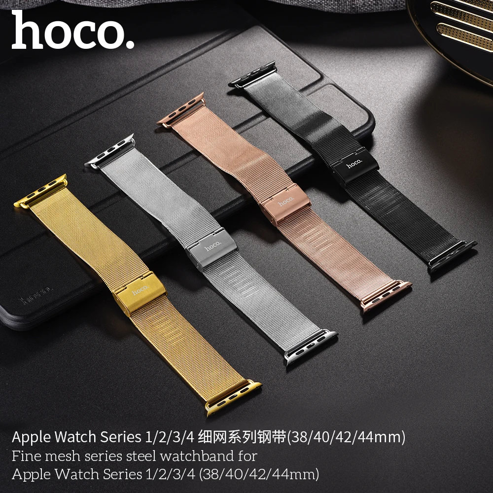 HOCO Milanese Loop для Apple Watch 5 4 3 2 1 Band 44 мм 40 мм 38 мм iWatch Series 5 4 Ремешок из нержавеющей стали Ремень Женщины Мужчины Браслет