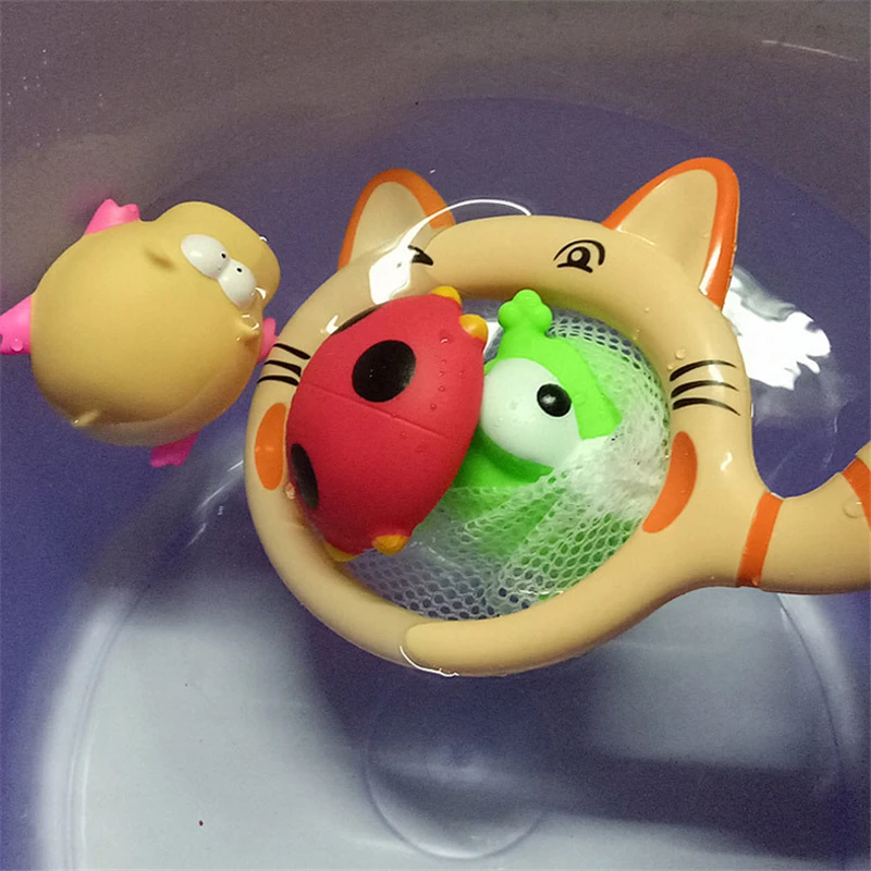 Смешанные животные игрушки для плавания воды котенок рыболовная сеть Резиновый