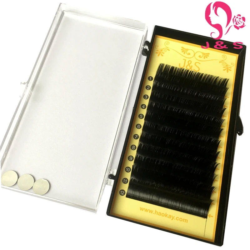 

J & S 2trays/ lot,Saving Time,high-quality Ellipse Flat False Eyelash Extension,0.15mm ellipse eyelashes with Free Shipping