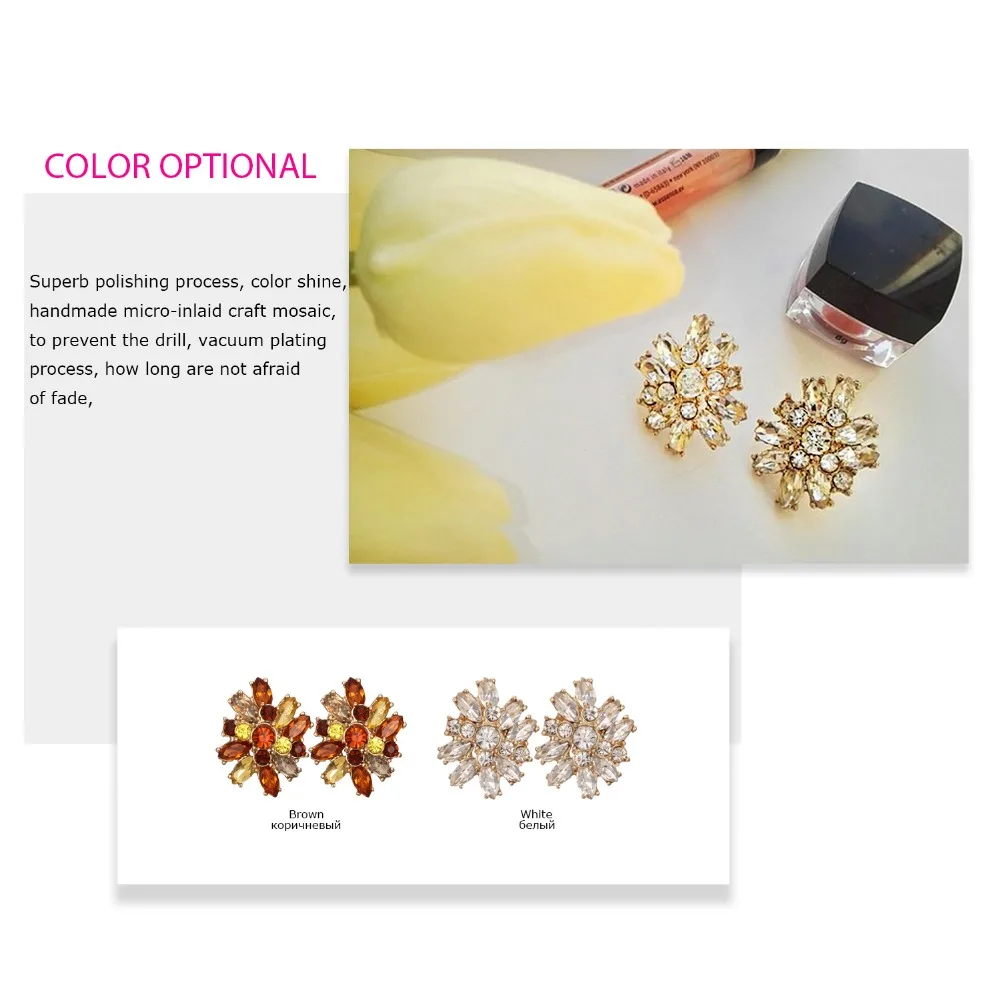 eManco Luxury Stereoscopic Crystal&amp Rhinestone Drop Dangle Earrings Light Color Fashion Jewelry New Cloth Accessories | Украшения и