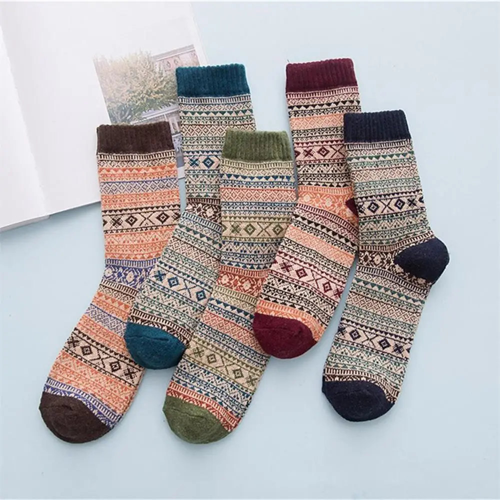 

1 Pairs Winter Thick Warm Stripe Wool Socks Casual Calcetines Hombre Sock Business Male Socks