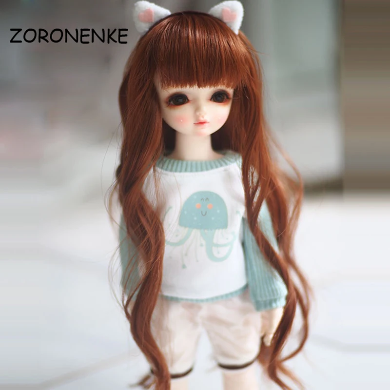 Парик куклы ZORONENKE 1/3 1/4 1/6 Bjd SD милый коричневый волнистый высокотемпературный
