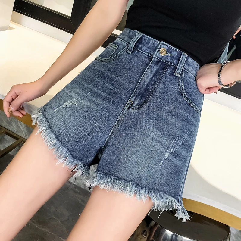 M 5XL большой код Для женщин джинсы шорты Ленточки короткие feminino Кнопка царапин