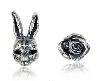 1 rose 1 Rabbit Regalrock готический Цветок розы Brincos Ювелирные серьги-гвоздики - Окраска металла: 1 rose 1 Rabbit