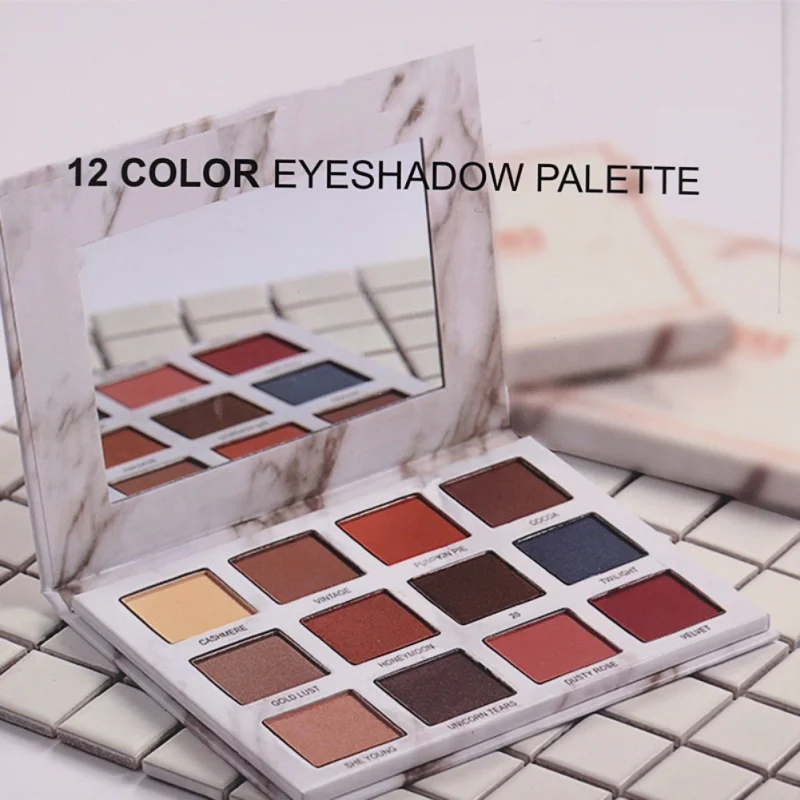 12 Colors Nude Shining Eyeshadow Palette Glitter Eyes Pigment Smoky Eye Shadow Pallete Waterproof Cosmetics D1 |