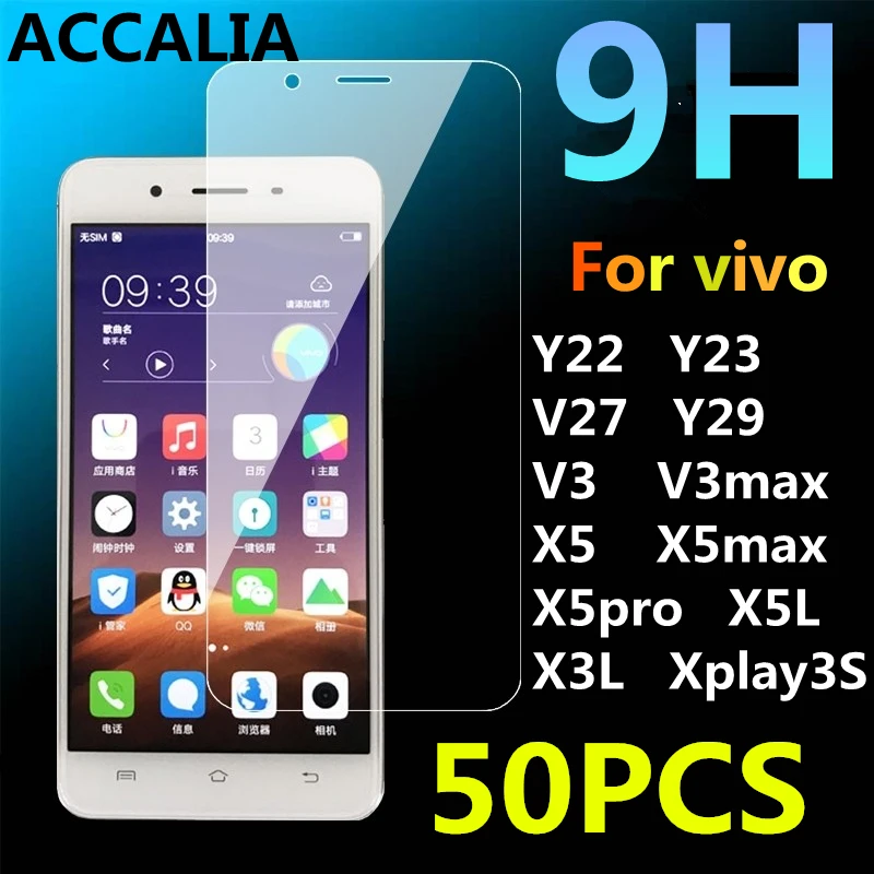 50 шт. закаленное стекло для Vivo y23 y27 y29 y22 max x5l x3l x5 pro xplay ультра-тонкая защитная