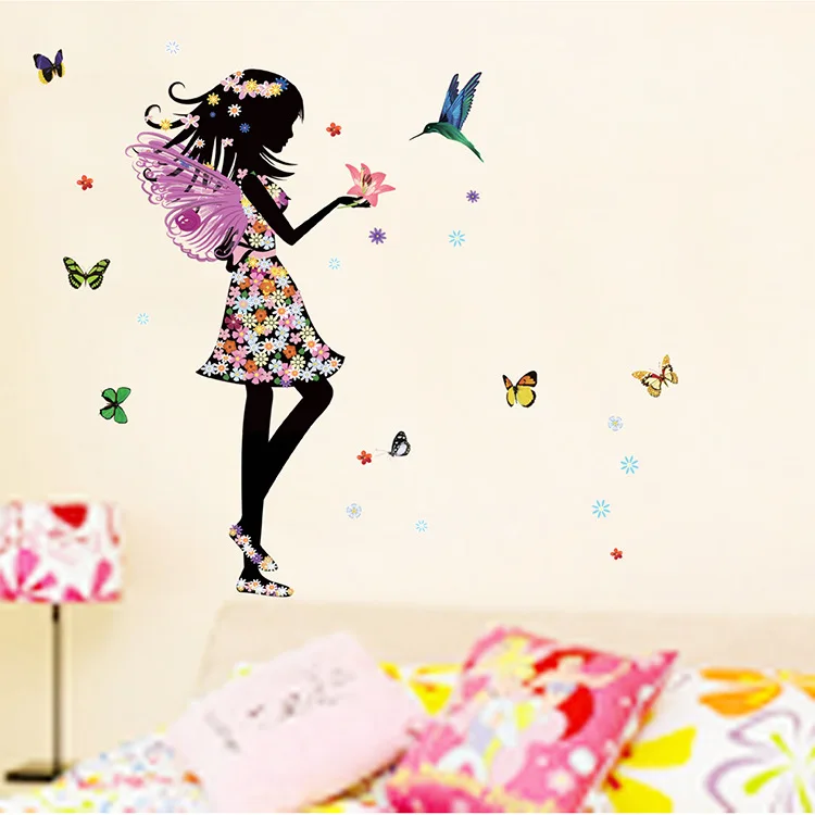 

PVC wall Girl Butterfly fashion simple bedroom decorative stickers