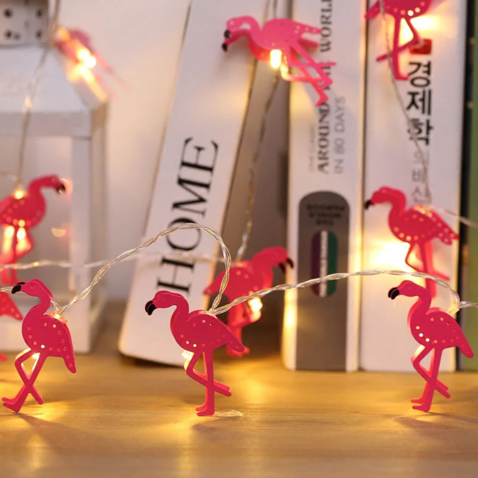 

Металлическая гирлянда с фламинго, праздничный декор, светильник вечерние чная гирлянда на батарейках, украшение для спальни с фламинго, до...