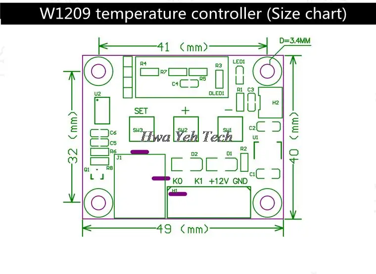 1 шт. W1209 DC 12V Температура отопления охлаждения Термостат Регулятор температуры