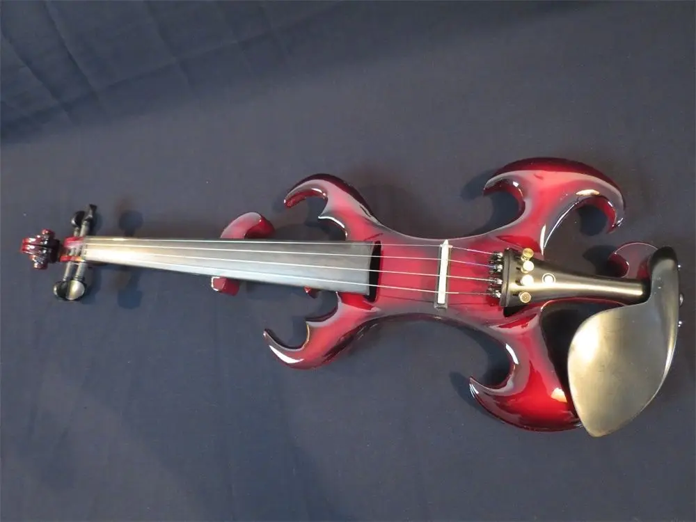 

Handmade Great Design Red Color Streamline Model Top Art 4/4 Electric Violin Case Bow Rosin Included