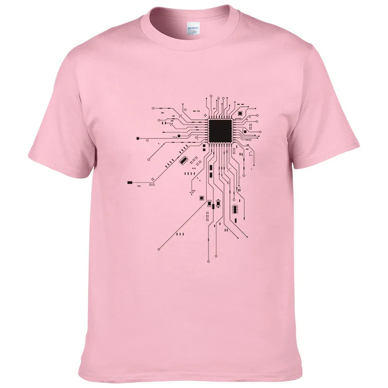 Pink Cpu Core Heart Футболка мужская повседневная для компьютерщика, геймера PC Nerd Hacker летняя футболка с коротким рукавом хлопок футболки европейский размер - Цвет: Pink