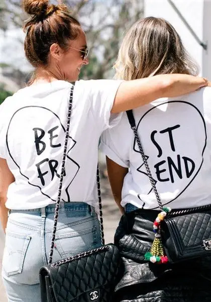 

Best Friends Printed T-shirt O-neck Top new friend women tees high quality summer trend girls tops 90s fashion female t shirt