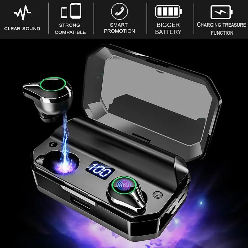 TWS T9 Bluetooth V5.0 гарнитура беспроводные наушники стерео IPX7 водонепроницаемые