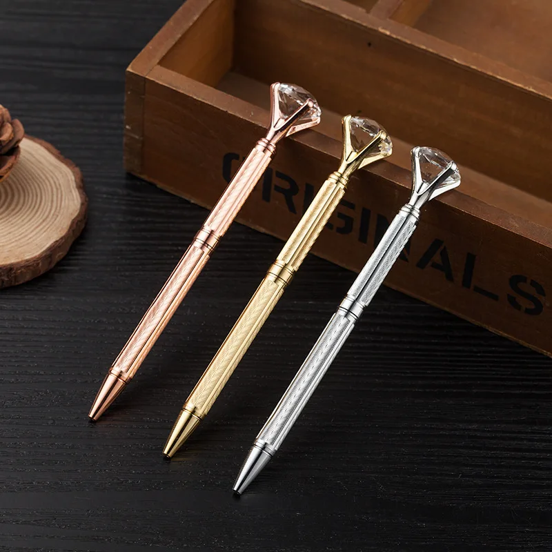 500pcs Custom High-End Pen Fashion Diamond Pen Refill Colorful Ink Flash Writing Pens Stationery LOGO  Brand Made Free By Laser