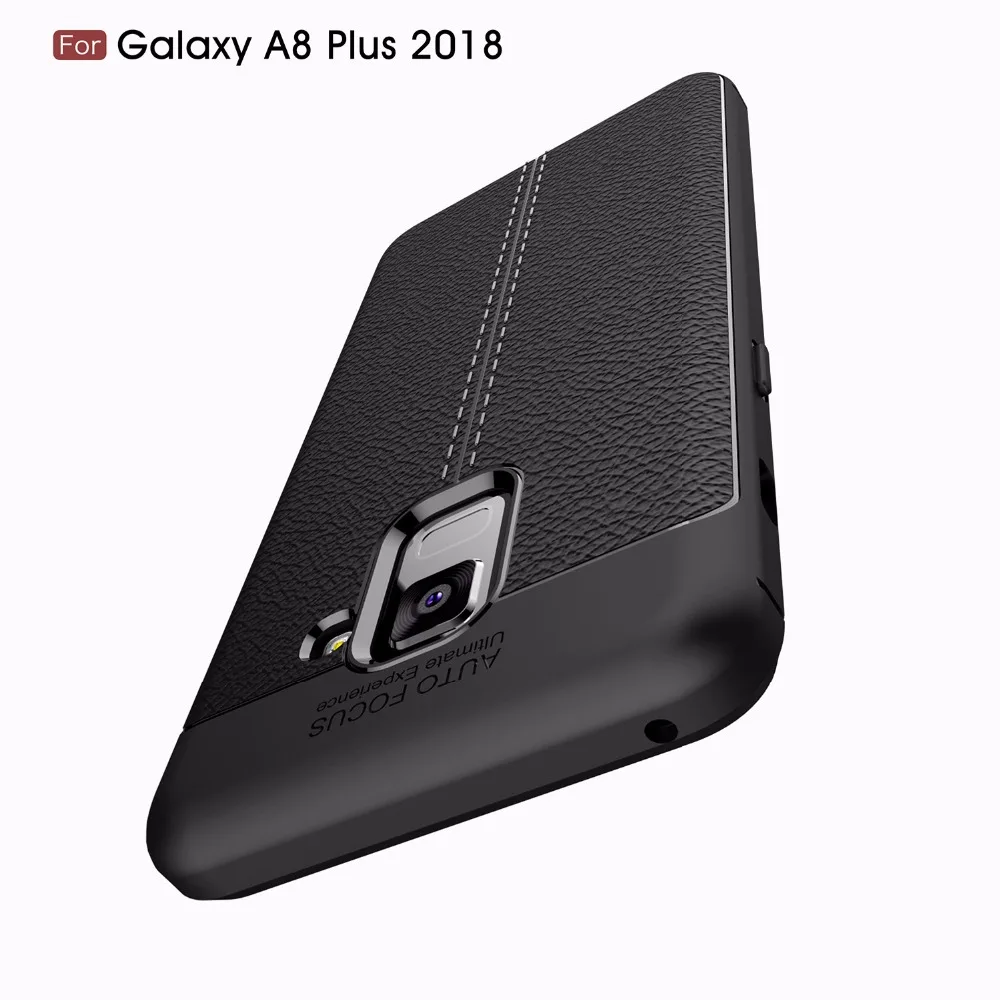 Rjust мягкий чехол для samsung galaxy A8 плюс 2018 Ultra Slim личи кремния кожи антидетонационных