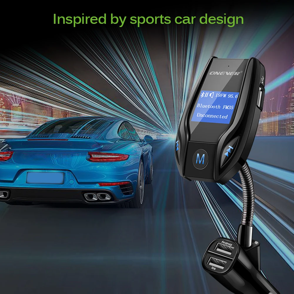 Onever ONEVER FM35 поворотный Bluetooth Автомобильный fm-трансмиттер MP3 плеер 3-USB автомобиля