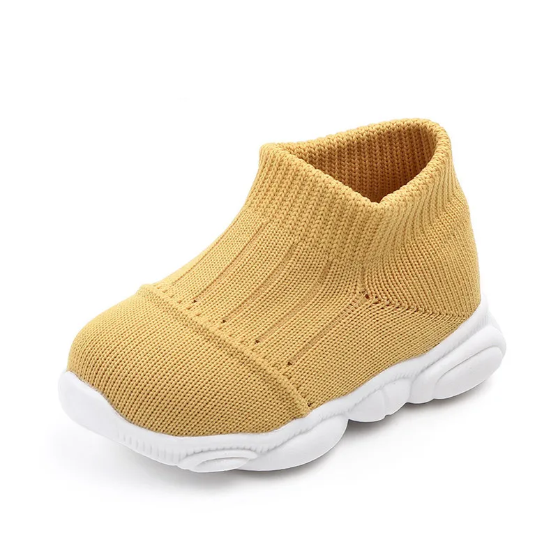 Baby Girls Boys Striped Mesh Sport Run Sneakers Casual Shoes Children's solid color breathable flying woven socks shoes