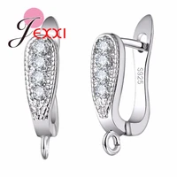 925 sterling silver ear hoop jewelry finding accessories cubic zirconia crystal stone u shape earring handmade brincos ear