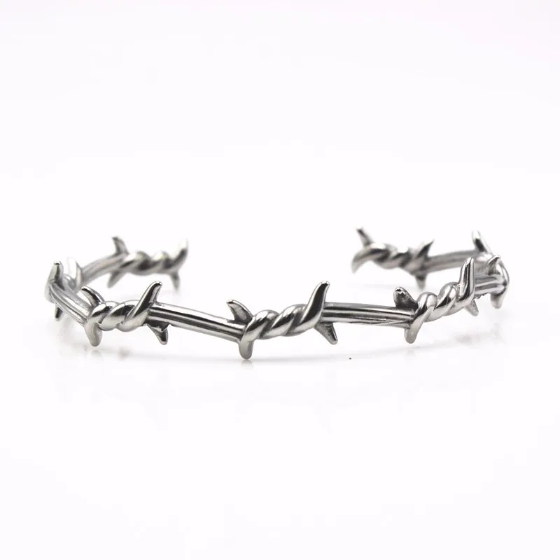 Открытый манжет твист шипы провода мужской браслет pulseira титановая сталь с CZ mujer