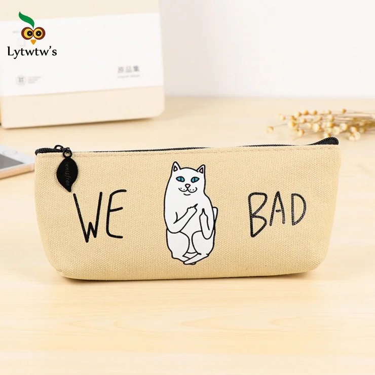 1 шт. Новый Kawaii Cat Pen Lytwtw холщовый чехол для карандашей школьные стационарные