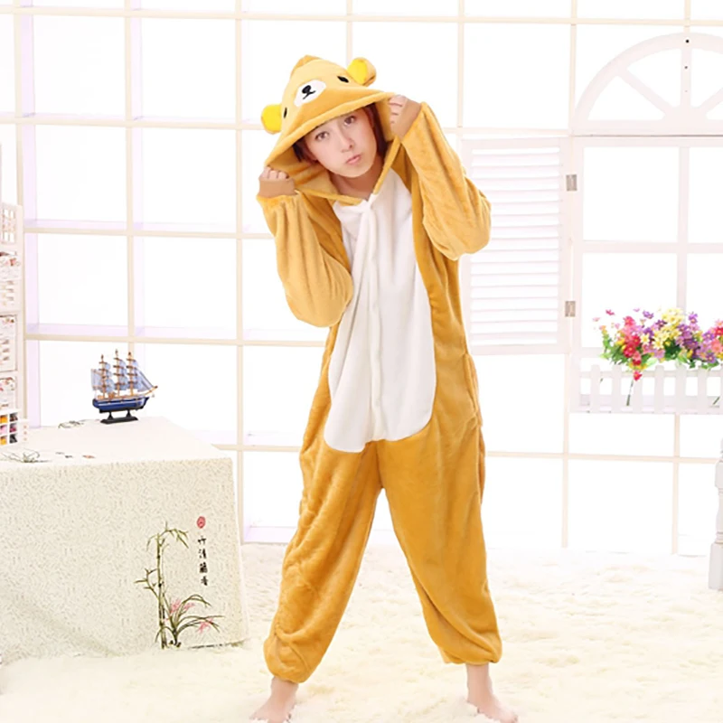 1 шт. Лидер продаж San-x Медведь рилаккума для релакса Onesie взрослых для мужчин женщин пижамы мягкие фантазии аниме Pijima общая ночное белье Onepie
