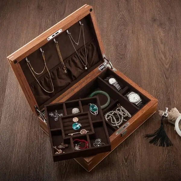 

African rosewood solid wood Double jewellery box watch box jewelry collection storage box desktop organizer decoration MSSH015A