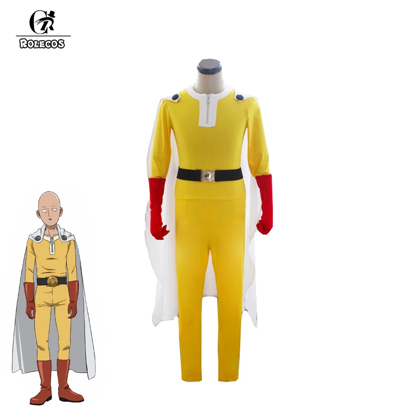 ROLECOS Аниме One Punch Man 2 сезон Косплей Cotumes Saitama костюм желтые боевые костюмы с плащом