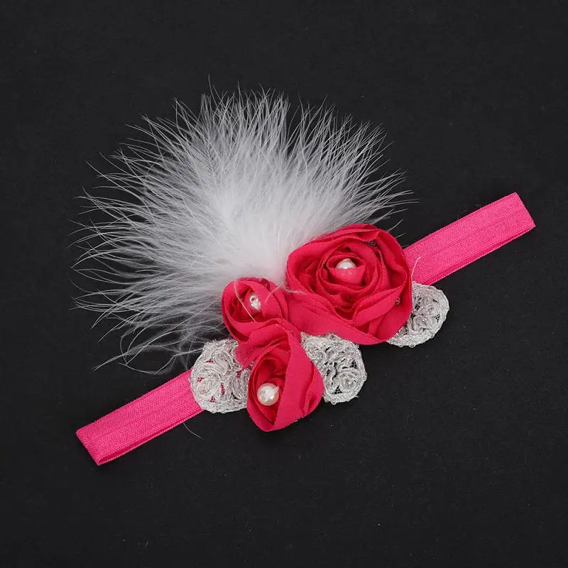 rose-red Yanxian fllower оголовье Перо резинки для волос Обувь для девочек Для женщин Hairband Дети волос Группа Женские аксессуары для волос - Цвет: rose-red