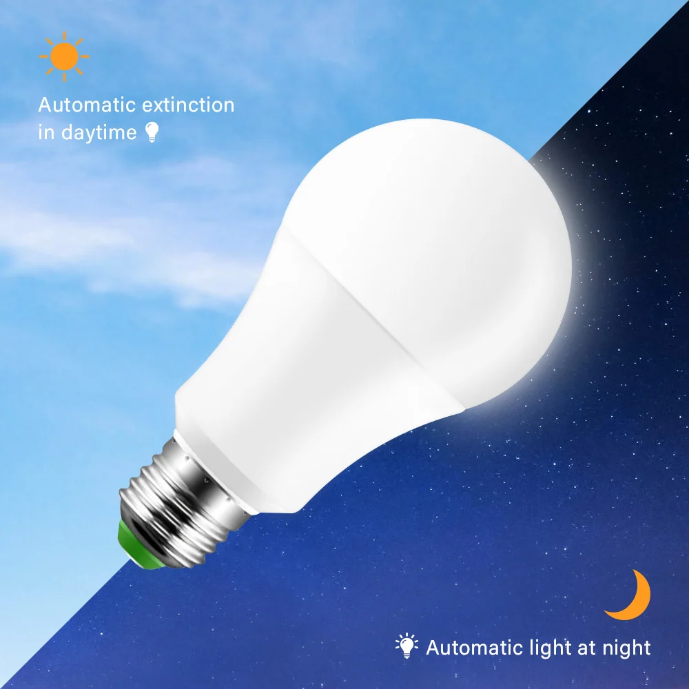 Лампочка со светодиодным датчиком E27 10 W 110-220 V Dusk to Dawn лампочка дневной Ночной светильник, лампа с датчиком для дома анти-москитная холодная/теплая белая