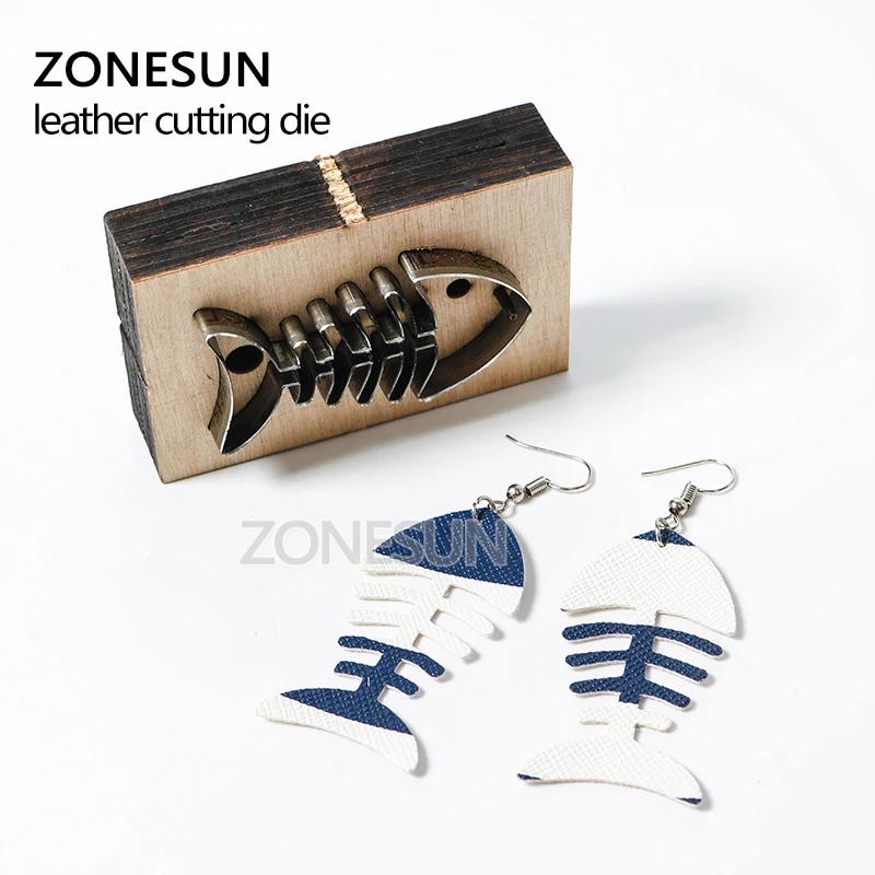 ZONESUN рыбья кость кожаные серьги штамп для резки бумаги искусство украшение кожи