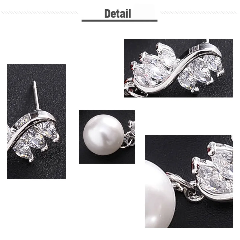 

Shiny Crystals Zircon Tree Leaf Drop Earrings for Women Red White Simulated Pearl Earrings Fashion Luxury Drop Earrings Jewelry