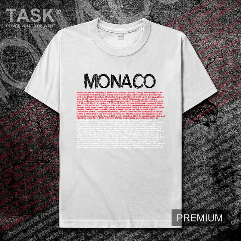 

Principality of Monaco MCO national team mens t shirt Fashion top Short Sleeve sports clothes summer cotton Printed t-shirt tide