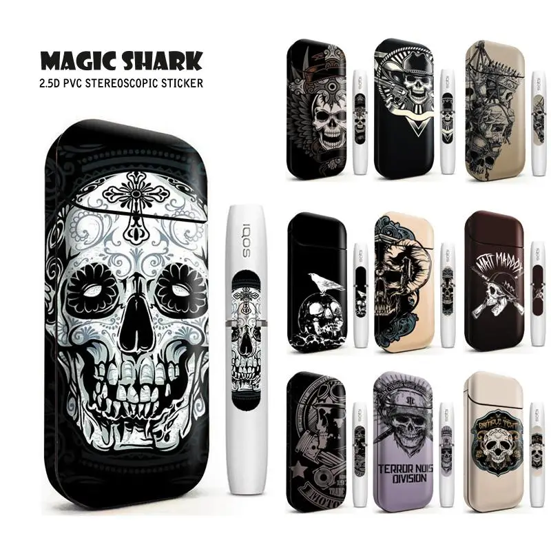 Чехол наклейка Magic Shark из ПВХ с черепом для IQOS 2 4 Plus Защитная пленка + p|Наклейки