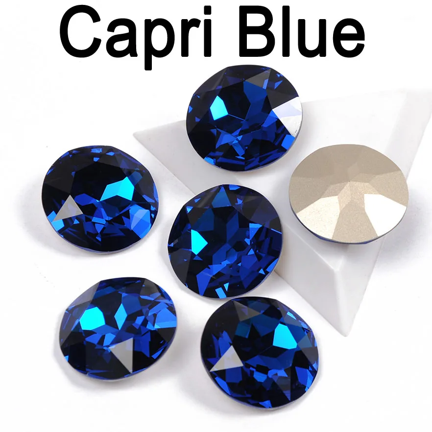 Capri Blue 27 мм Разноцветные пришитые Стразы Rivoli Crystal Strass плоские чатоны с установкой для Подвески для изготовления украшений одежда - Цвет: Capri Blue