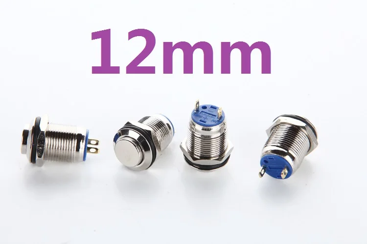 

1pcs 12mm L29 Plane Bulge Stainless Steel Metal Push Button Switch Car Modification Horn Doorbell Switch Automatic Reset