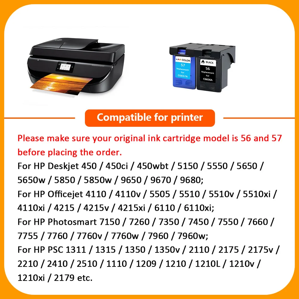 Картридж XiangYu C6656a C6657a совместимый с hp 56 57 для Deskjet 450 450cbi 450ci 450wbt F4140 F4180|Чернильные