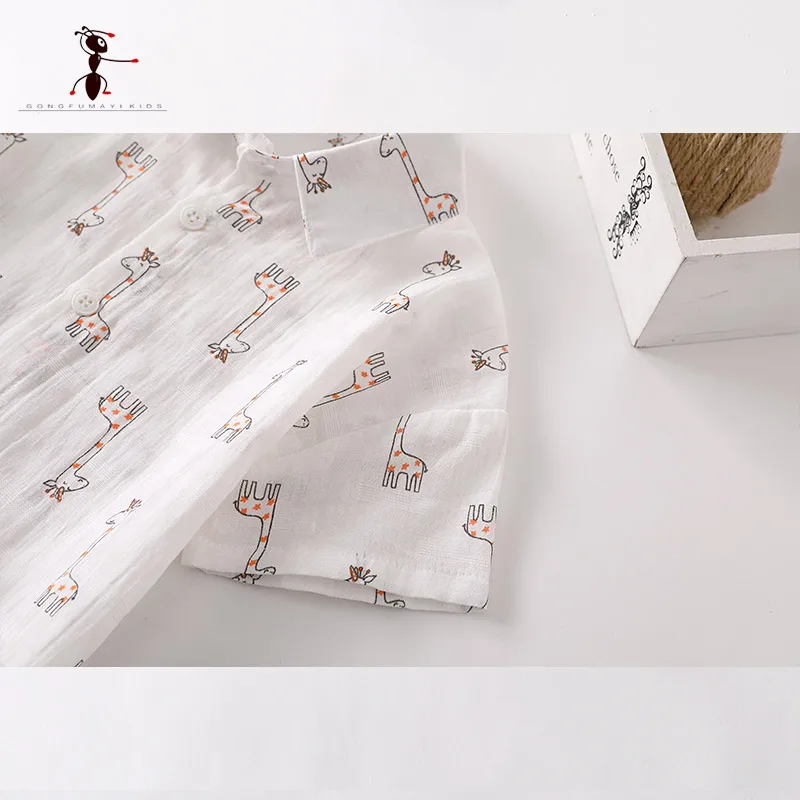Kung Fu Ant Новинка лета 2019 удобные хлопковые детские рубашки с короткими рукавами и