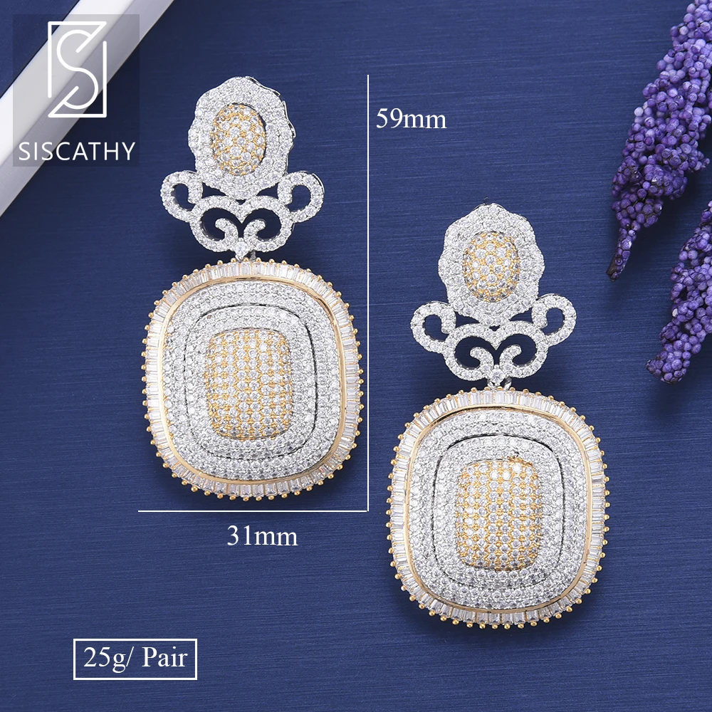 SISCATHY 2019 Новые Роскошные AAA кубический цирконий большой квадратный кулон Висячие