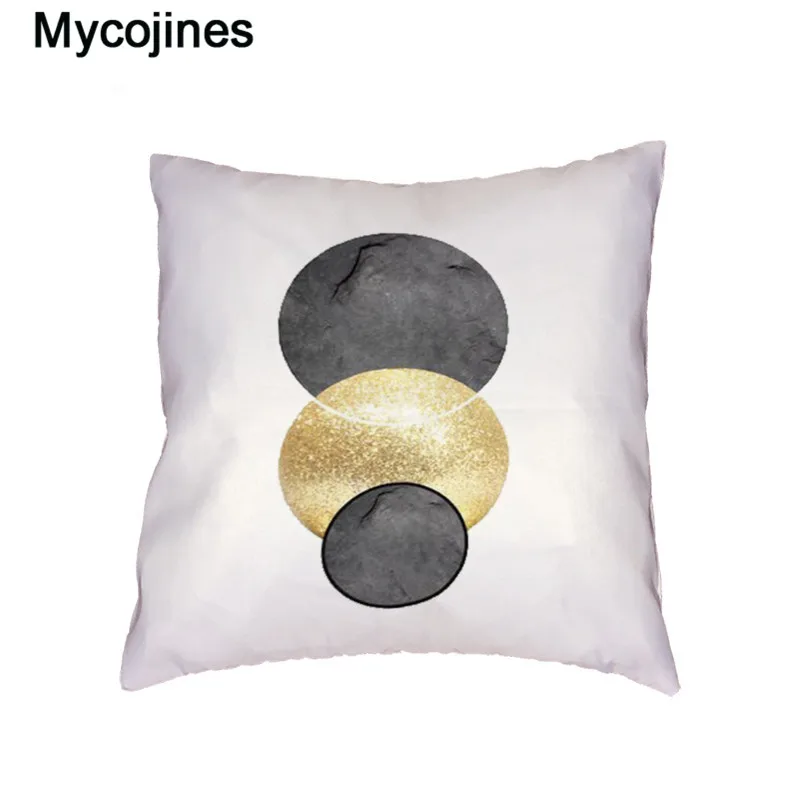 Golden Luxury Marble Cushion Cover Polyester Peach Skin Throw Pillows Covers Office Seat Home Couch Chair Decorative Pillowcase | Дом и сад