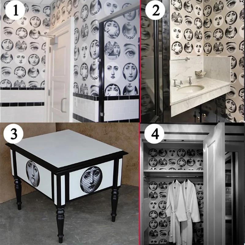 Прозрачные декоративные наклейки на стену Fornasetti, качественные отделенные круглые обои для декора ванной комнаты, 10 шт