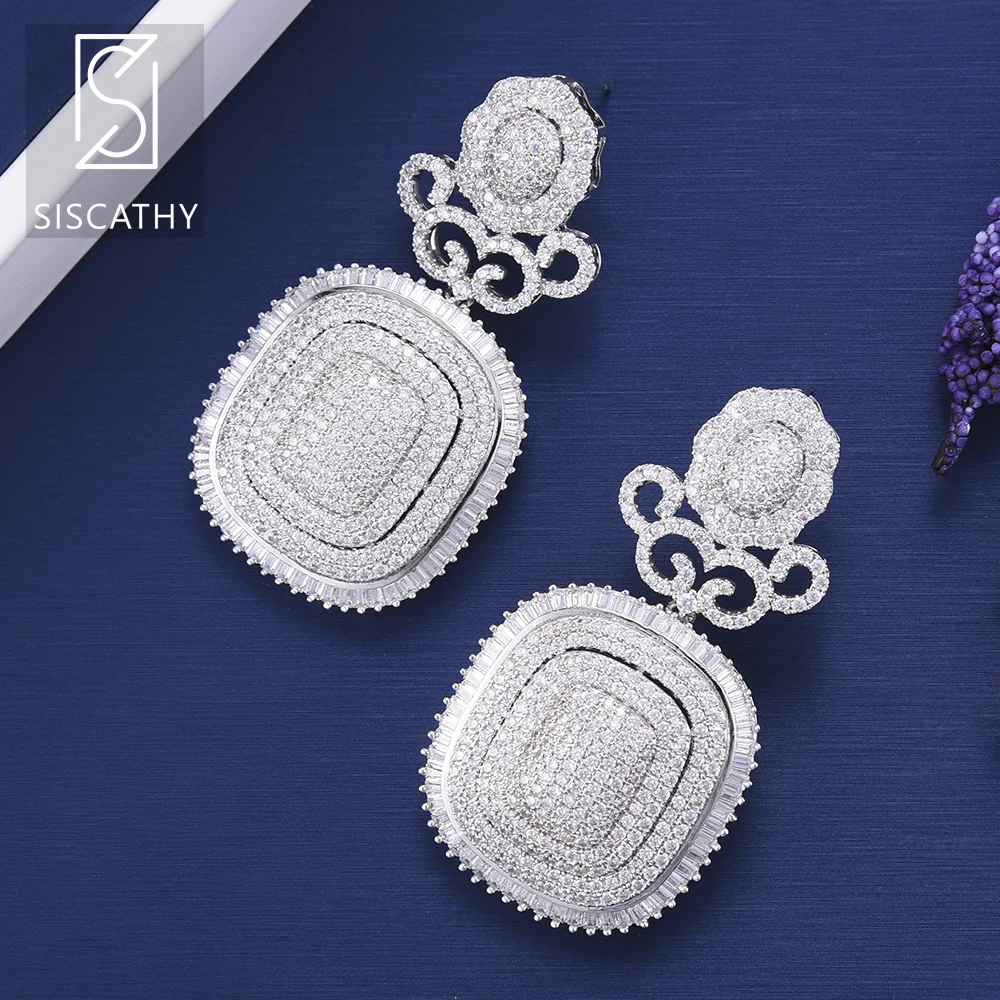 SISCATHY 2019 Новые Роскошные AAA кубический цирконий большой квадратный кулон Висячие