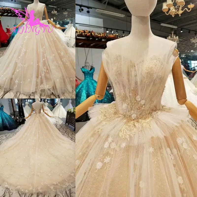 

AIJINGYU Plain Wedding Dress Party Gowns Lace Bridal Robes Ivory Sheer Gown Real Images Wedding Dresses