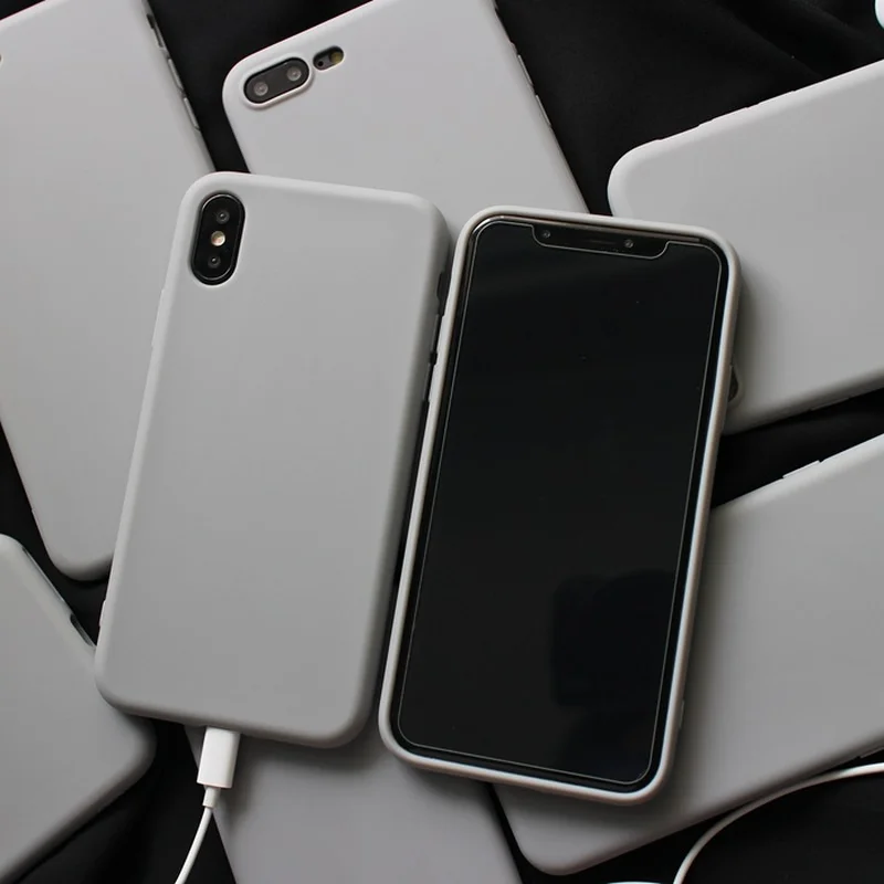 Cold Style Solid Color Phone Case for IPhone 7 X 6 XS 6S XR MAX 8 Soft TPU Gray Cover Plus |